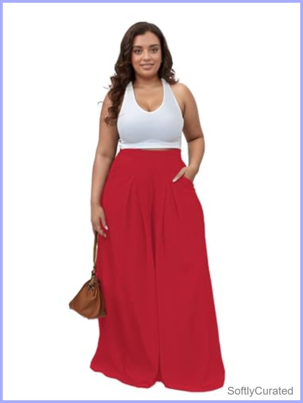 Plus Size Wide Leg Palazzo Lounge Pants High Waist Elastic Waistband Pockets